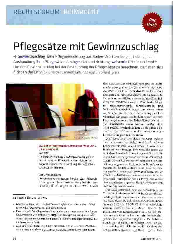 Vorschauseite 1: Pflegesätze mit Gewinnzuschlag
