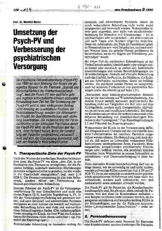 Vorschauseite 1: Umsetzung der Psych-PV und Verbesserung der psychiatrischen Versorgung
