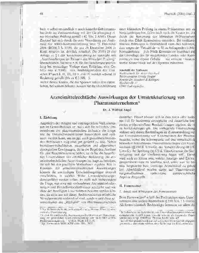 Vorschauseite 1: Arzneimittelrechtliche Auswirkungen der Umstrukturierung vonPharmaunternehmen