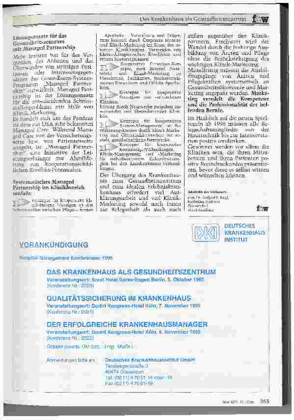 Vorschauseite 5: Marketing für das Ideale Erlebniskrankenhaus Klinik-Marketing macht Gesundheitszentrum mobil