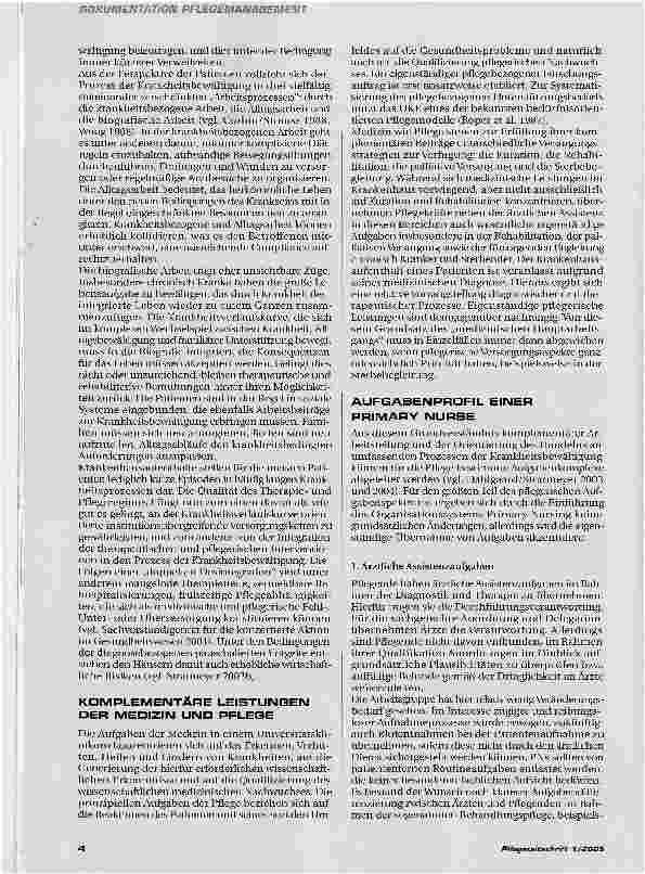 Vorschauseite 4: PRIMARE ZUSTÄNDIGKEIT IN DER PFLEGE - ODER AUCH: MEHR VERANTWORTUNG UND HIERARCHIE WAGEN