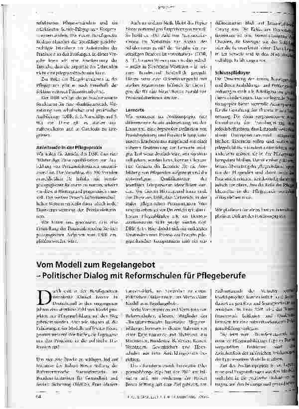 Vorschauseite 2: Stellungnahme der Sektion Bildung des DV Pflegewissenschaft zum Positionspapier des Deutschen Bildungsrates für Pflegeberufe:Vernetzung von theoretischer und praktischer Pflegeaus…