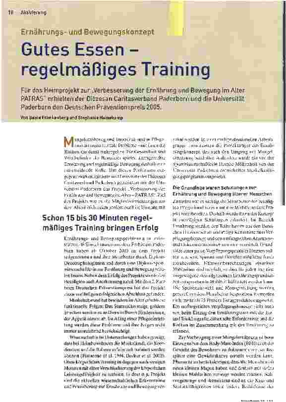 Vorschauseite 1: Gutes Essen -regelmäßiges Training