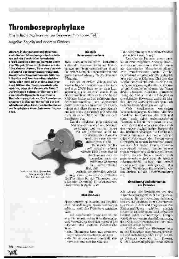 Vorschauseite 1: Tromboseprophylaxe Physikalische Maßnahmen zur Beinvenenthrombose Teil 1