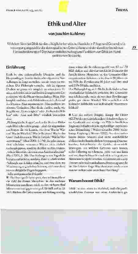 Vorschauseite 1: Ethik und Alter