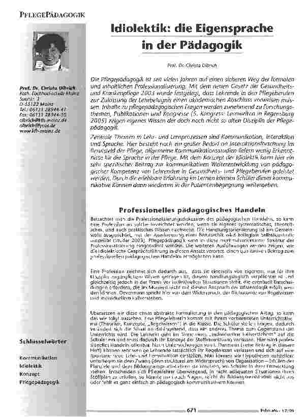 Vorschauseite 1: Idiolektik: die Eigensprache in der Pädagogik