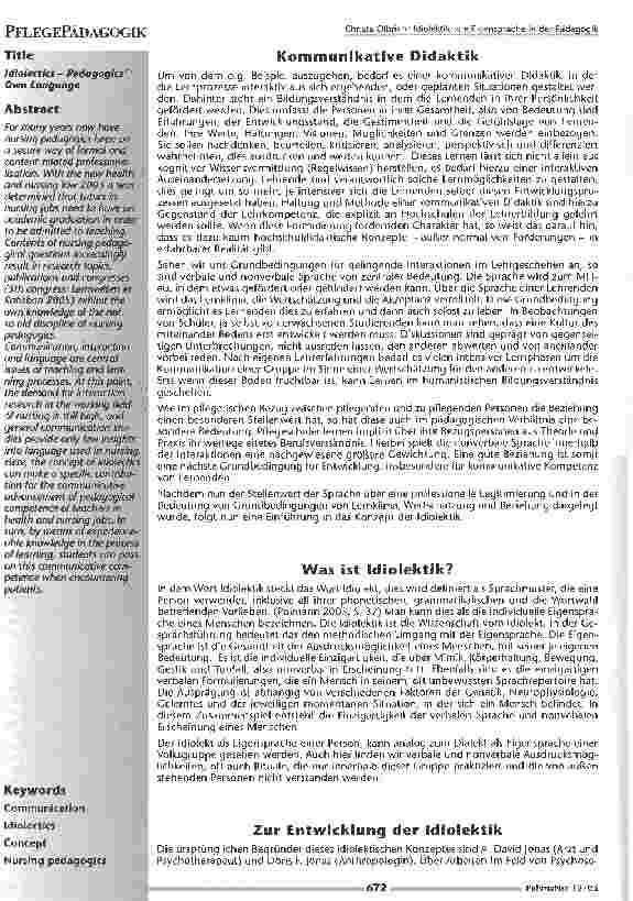 Vorschauseite 2: Idiolektik: die Eigensprache in der Pädagogik