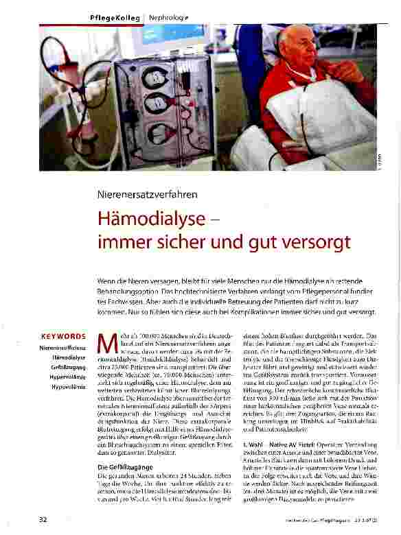 Vorschauseite 1: Hämodialyse -immer sicher und gut versorgt