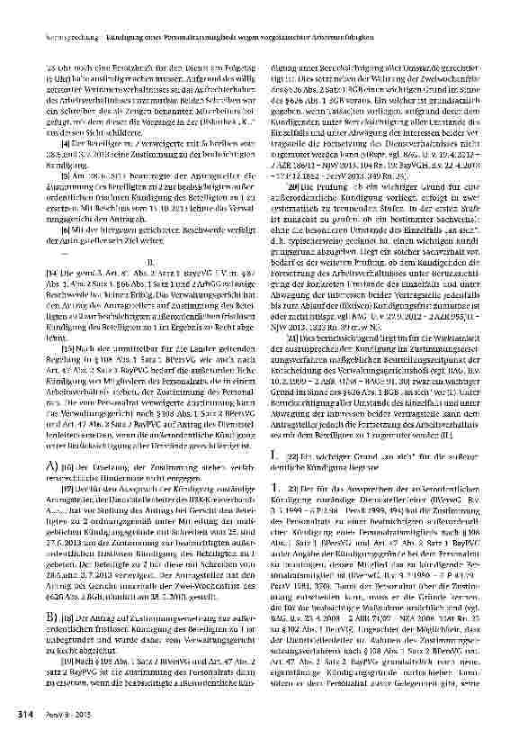 Vorschauseite 2: Außerordentliche Kündigung eines Personalratsmitglieds wegen vorgetäuschter Arbeitsunfähigkeit (verneint), genesungswidrigen Verhaltens (bejaht) und Erforderlichkeit einer Abmahnu…