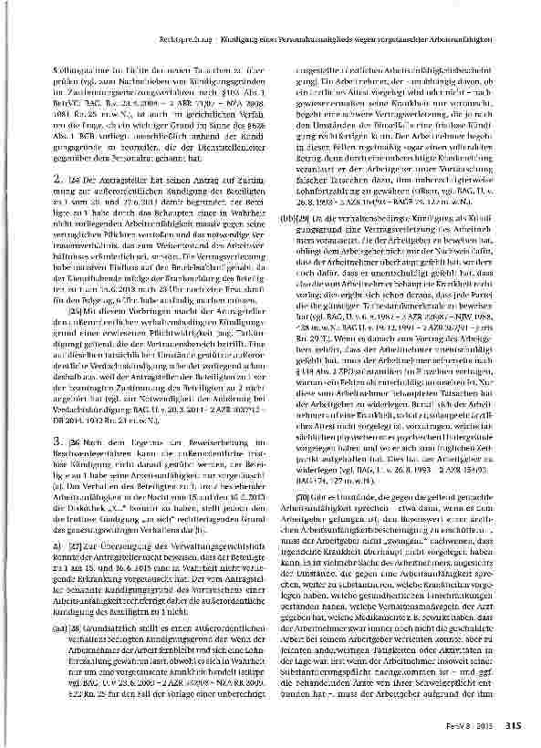 Vorschauseite 3: Außerordentliche Kündigung eines Personalratsmitglieds wegen vorgetäuschter Arbeitsunfähigkeit (verneint), genesungswidrigen Verhaltens (bejaht) und Erforderlichkeit einer Abmahnu…