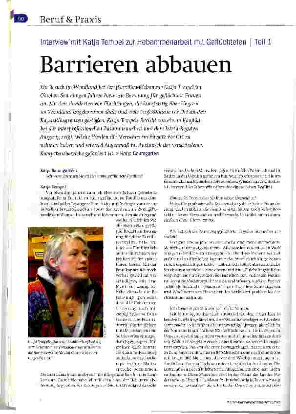 Vorschauseite 1: Interview mit Katja Tempel zur Hebammenarbeit mit Geflüchteten | Teil 1 Barrieren abbauen