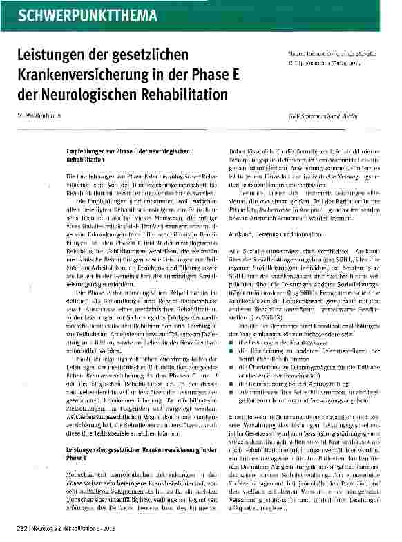 Vorschauseite 1: Leistungen der gesetzlichen Krankenversicherung in der Phase E der Neurologischen Rehabilitation