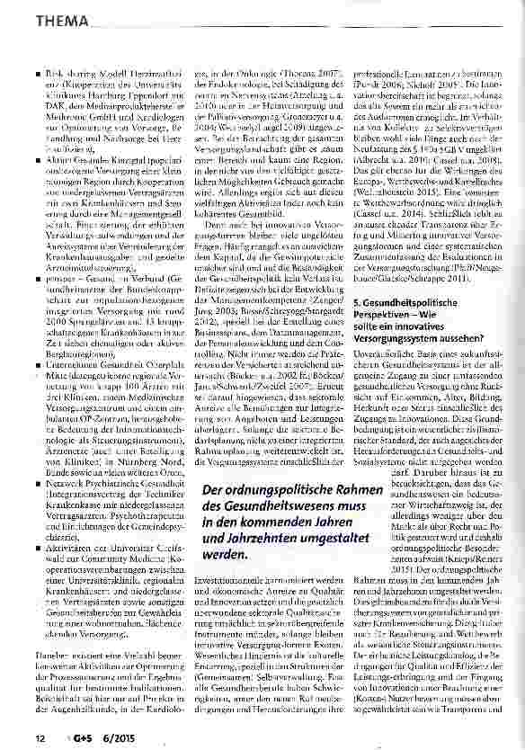 Vorschauseite 6: Neue Versorgungsformen: Sachstand nach dem GKV-Versorgungsstärkungsgesetz