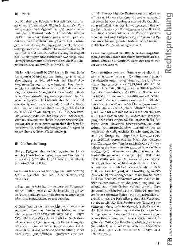 Vorschauseite 2: Vormundschaftsgerichtliche Zustimrnung bei Abbruch lebensverlängernder Maßnahmen