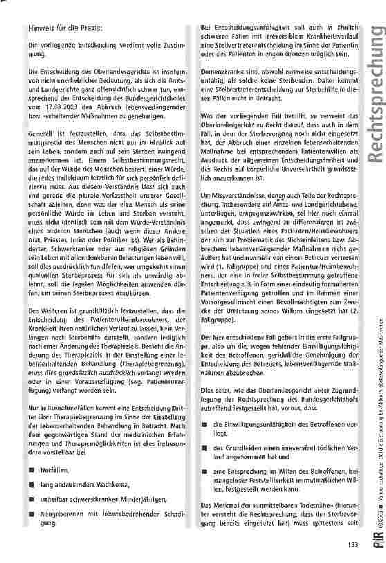 Vorschauseite 4: Vormundschaftsgerichtliche Zustimrnung bei Abbruch lebensverlängernder Maßnahmen