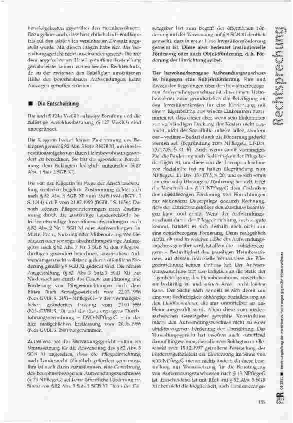 Vorschauseite 4: Inrechnungstellung der Investitionsaufwendungen gegenüber HeimbewohnernNPflegeG § 13; SGB XI § 9, § 11, § 82 Abs. 2 Nr. 1 und Nr. 3 sowie Abs. 3 Satz 1; BSHG § 93 Abs. 7 Satz 4