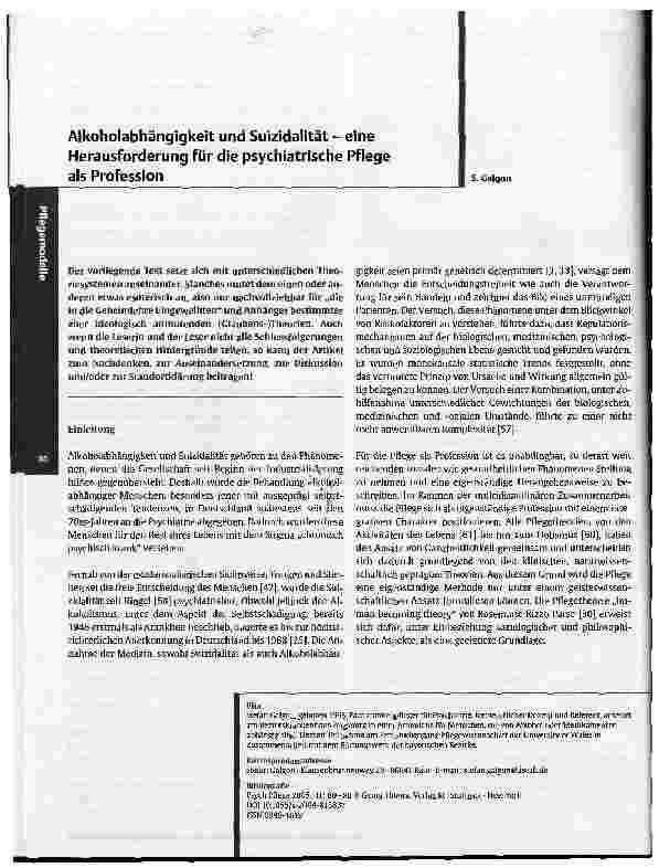 Vorschauseite 1: Alkoholabhängigkeit und Suizidalität - eine Herausforderung für die psychiatrische Pflege als Profession
