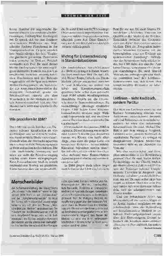 Vorschauseite 2: Korridor der VernunftGibt es die faire Methode, Wirksamkeit wissenschaftlich korrekt nachzuweisen und zugleich den Pluralismus in der Medizin zu erhalten?