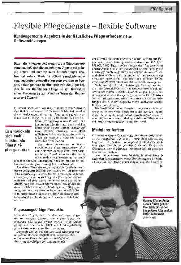 Vorschauseite 1: Flexible Pflegedienste - flexible Software Kundengerechte Angebote in der Häuslichen Pflege erfordern neue Softwarelösungen