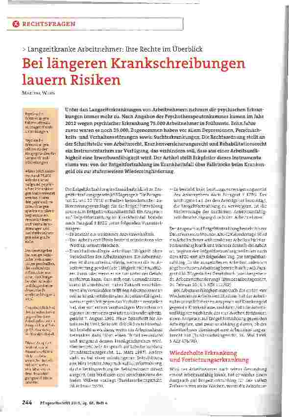 Vorschauseite 1: Bei längeren Krankschreibungen lauern Risiken