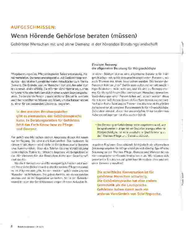 Vorschauseite 1: AUFGESCHMISSEN: Wenn Hörende Gehörlose beraten (müssen)