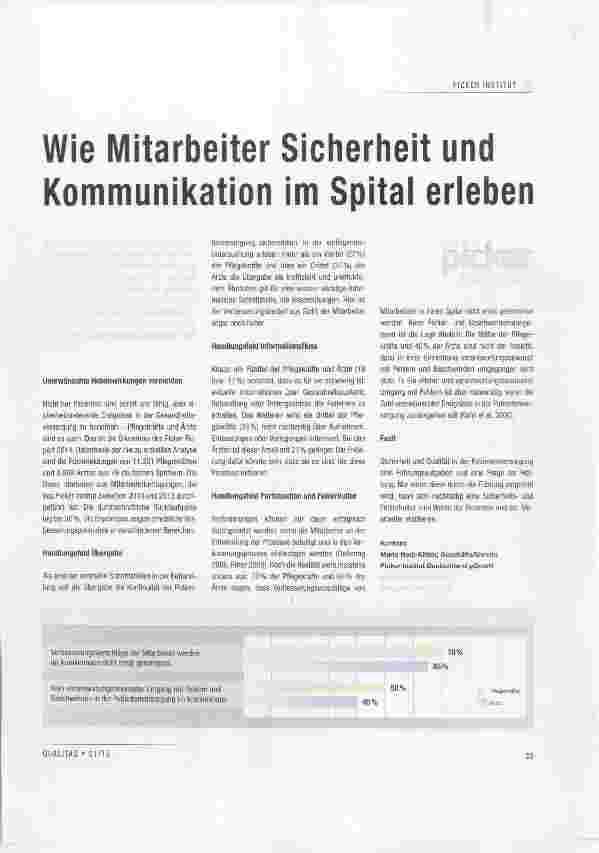 Vorschauseite 1: Wie Mitarbeiter Sicherheit und Kommunikation im Spitai erieben