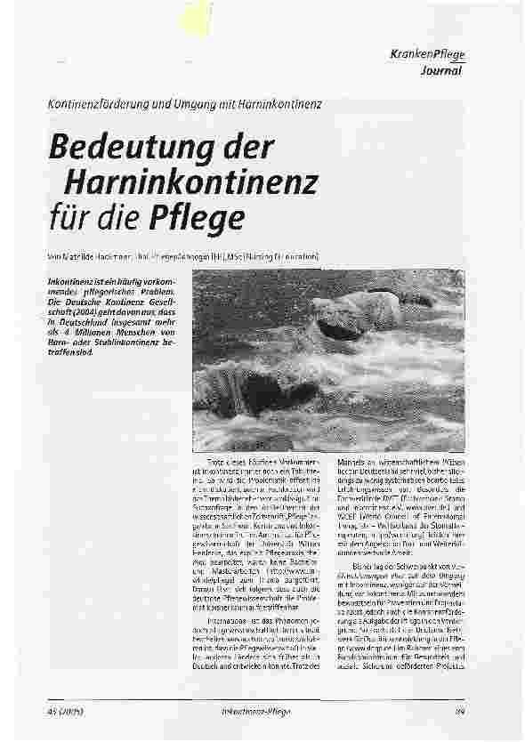 Vorschauseite 1: Bedeutung der Harninkontinenz für die Pflege