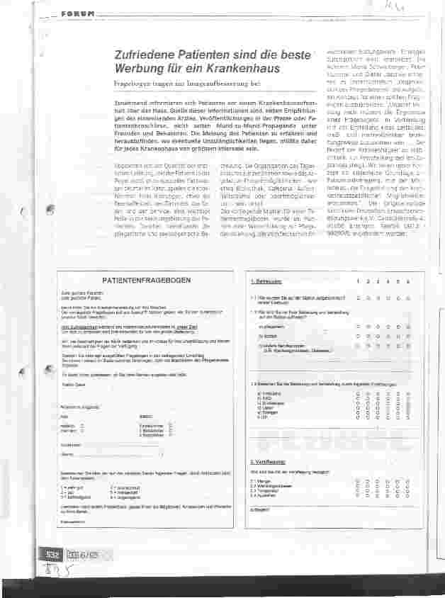 Vorschauseite 1: Zufriedene Patienten sind die beste Werbung für ein Krankenhaus Fragebogen tragen zur Imageaufbesserung bei