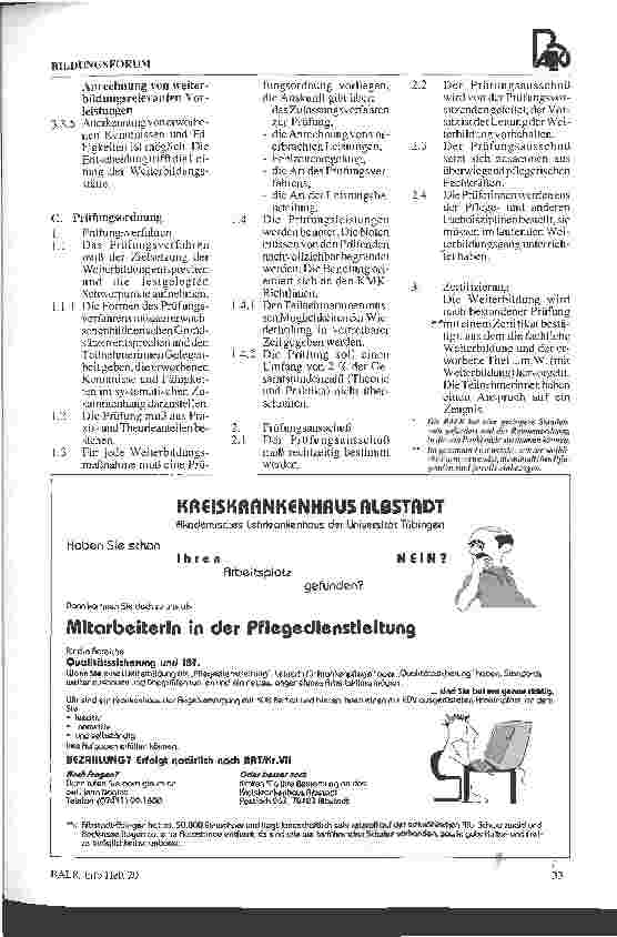 Vorschauseite 3: Rahmenordnung zu den fachbezogenen Weiterbildungen in den Pflegeberufen
