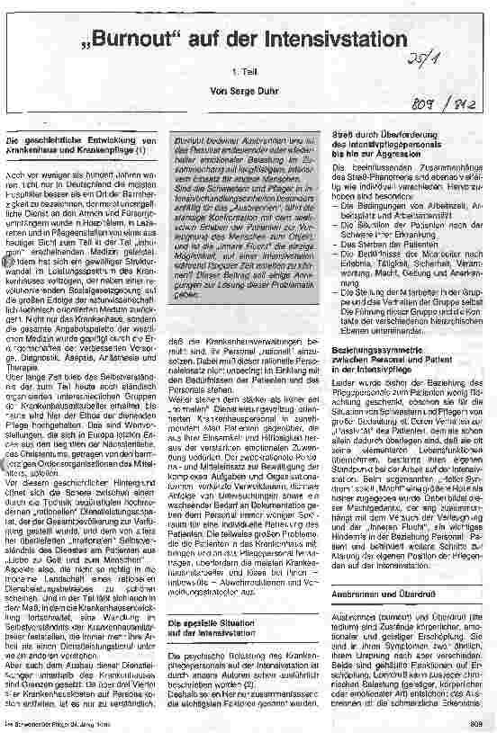 Vorschauseite 1: Burnout auf der Intensivstation (1. Teil)