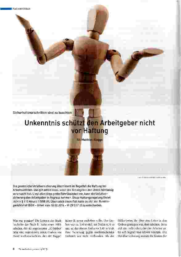 Vorschauseite 1: Unkenntnis schütz den Arbeitgeber nicht vor der Haftung
