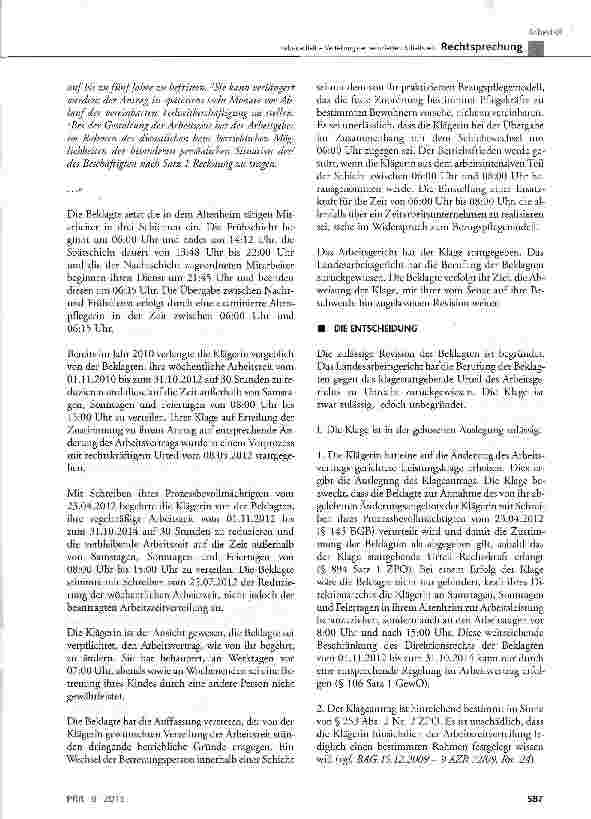 Vorschauseite 2: Teilzeitarbeit - Verteilung der reduzierten Arbeitszeit BGB § 311a; GewO § 106; TzBfG § 8 Abs. 4; TVöD-B § 11 Abs. 1