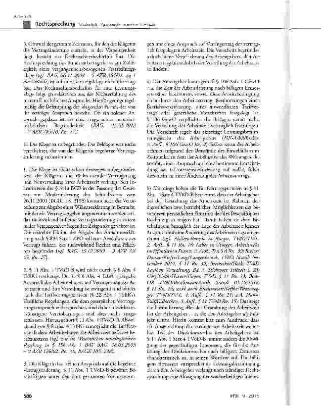 Vorschauseite 3: Teilzeitarbeit - Verteilung der reduzierten Arbeitszeit BGB § 311a; GewO § 106; TzBfG § 8 Abs. 4; TVöD-B § 11 Abs. 1