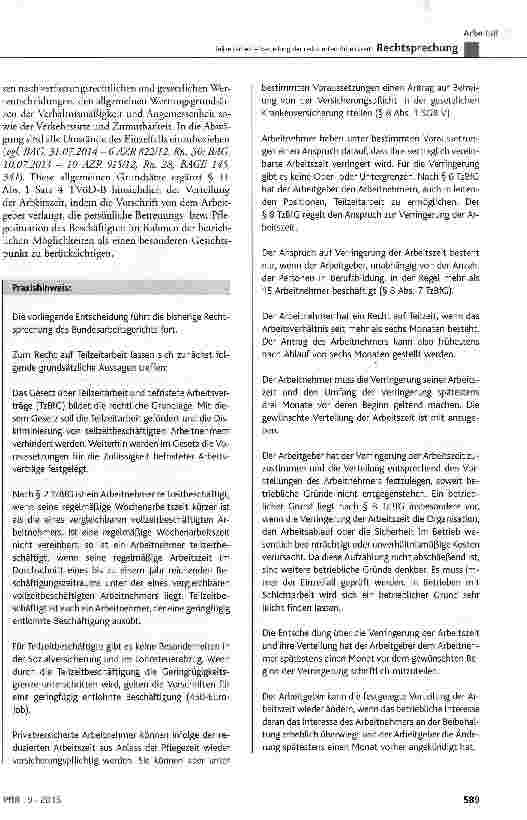 Vorschauseite 4: Teilzeitarbeit - Verteilung der reduzierten Arbeitszeit BGB § 311a; GewO § 106; TzBfG § 8 Abs. 4; TVöD-B § 11 Abs. 1