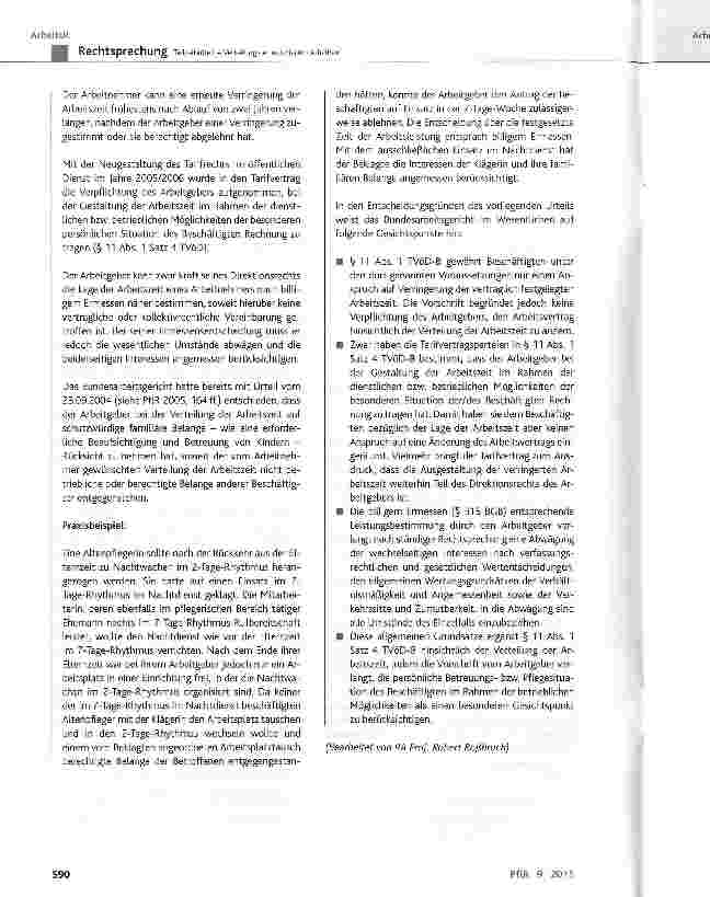 Vorschauseite 5: Teilzeitarbeit - Verteilung der reduzierten Arbeitszeit BGB § 311a; GewO § 106; TzBfG § 8 Abs. 4; TVöD-B § 11 Abs. 1