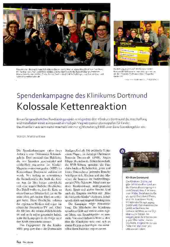 Vorschauseite 1: Spendenkampagne des Klinikums Dortmund Kolossale Kettenreaktion