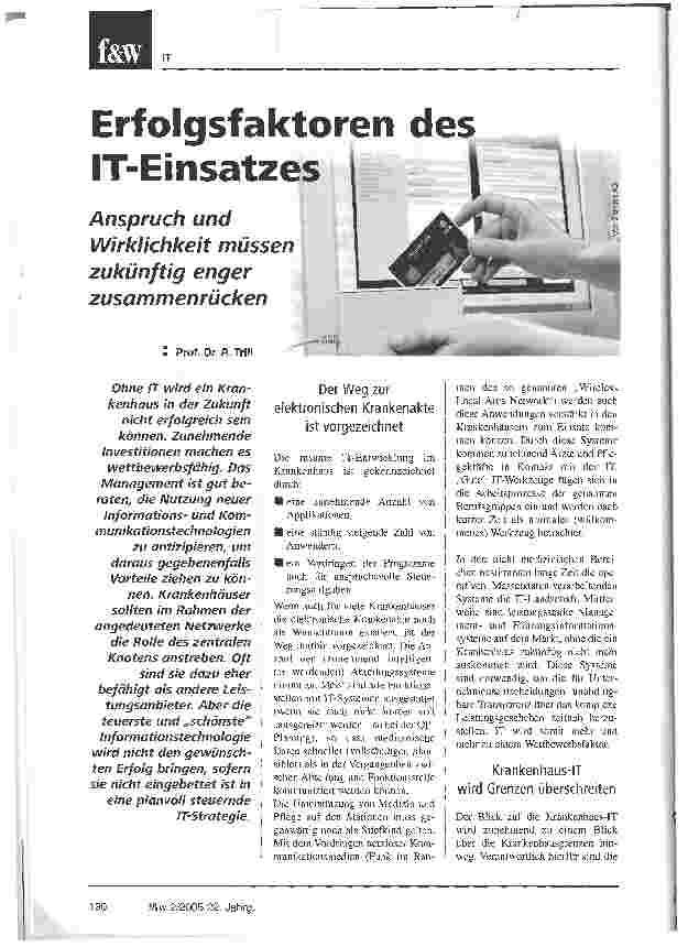 Vorschauseite 1: Erfolgsfaktoren des IT-Einsatzes. Anspruch und Wirklichkeit müssen zukünftig enger zusammenrücken
