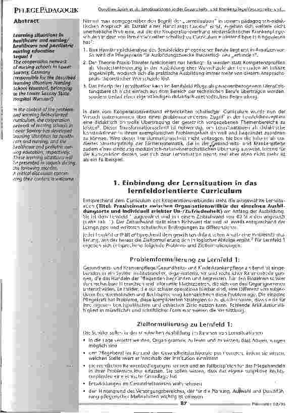 Vorschauseite 2: Lernsituationen in der Gesundheitsund Krankenpflege/ Gesundheitsund Kinderkrankenpflegeausbildung