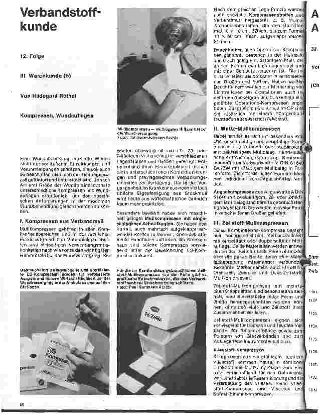 Vorschauseite 1: Verbandstoffkunde 12. Folge: 3. Warenkunde: Kompressen, Wundauflagen