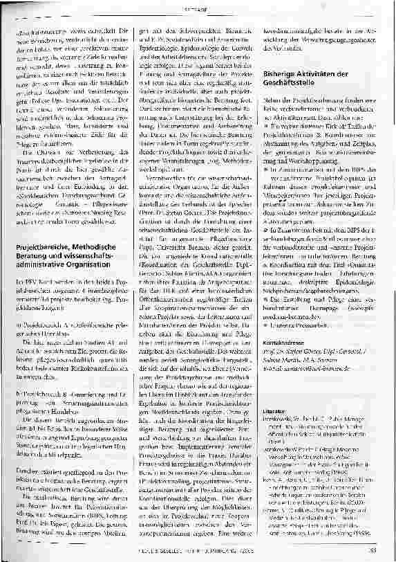 Vorschauseite 3: Der Pflegeforschungsverbund Nord. Optimierung des Pflegeprozesses durch neue Steuerungsinstrumente