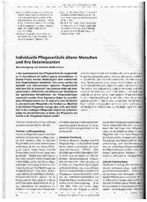 Vorschauseite 4: Der Pflegeforschungsverbund Nord. Optimierung des Pflegeprozesses durch neue Steuerungsinstrumente