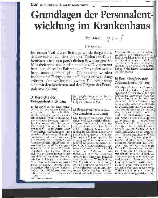 Vorschauseite 1: Grundlagen der Personalentwicklung im Krankenhaus Teil II
