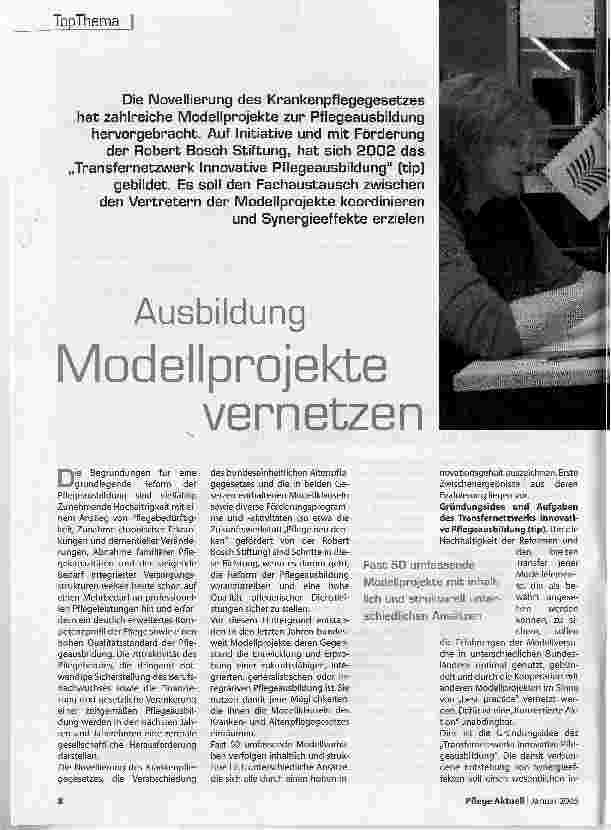 Vorschauseite 1: Ausbildung - Modellprojekte vernetzen