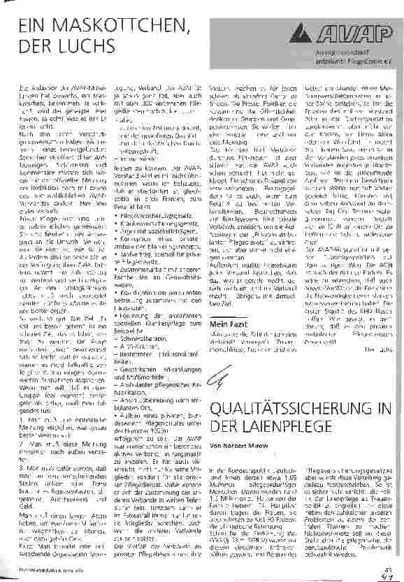 Vorschauseite 1: Qualitätssicherung in der Laienpflege