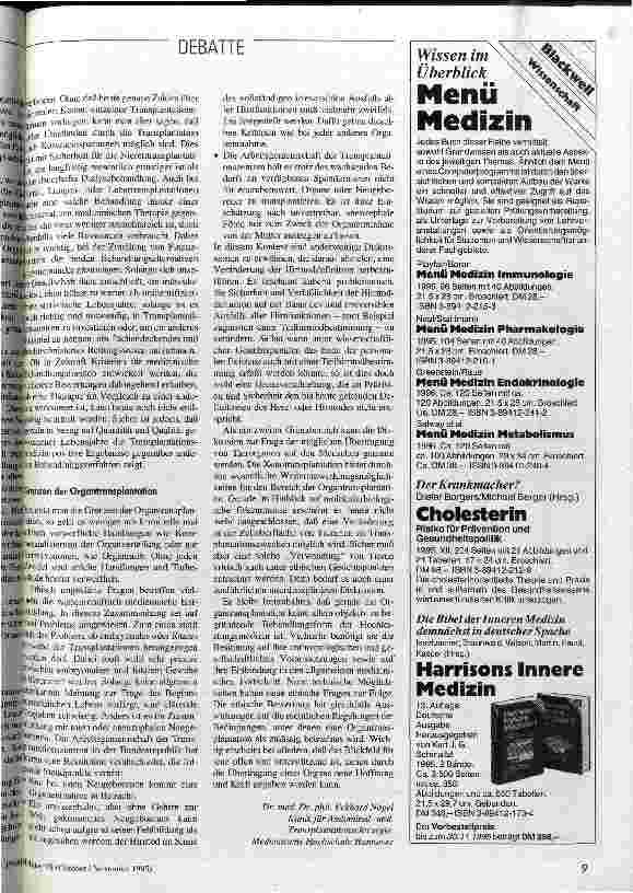 Vorschauseite 4: Zur Diskussion um die Transplantationsmedizin