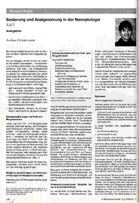 Vorschauseite 1: Sedierung und Analgesierung in der Neonatologie Teil 2: Analgetika
