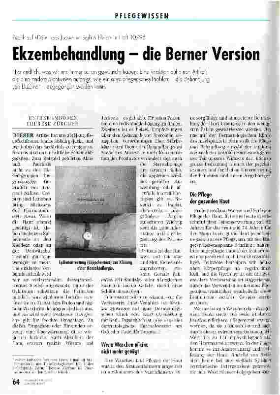 Vorschauseite 1: Ekzembehandlung - die Berner Version Replik auf Damit das Jucken erträglich bleibt in Heft 10/95