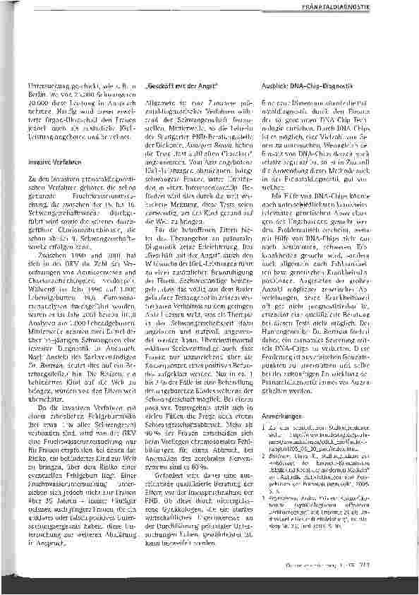 Vorschauseite 3: Stand und Perspektiven der Pränataldiagnostik
