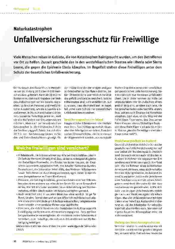 Vorschauseite 1: Unfallversicherungsschutz für Freiwillige