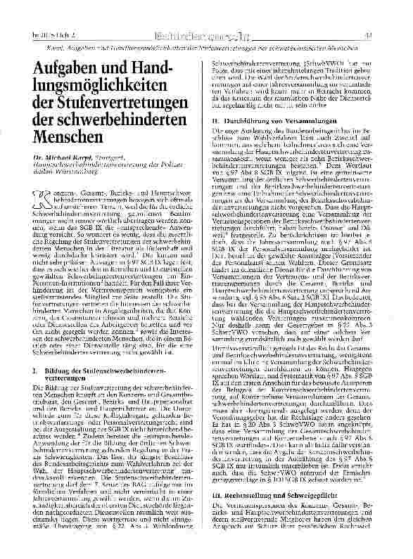 Vorschauseite 1: Aufgaben und Handlungsmöglichkeiten der Stufenvertretungen der schwerbehinderten Menschen